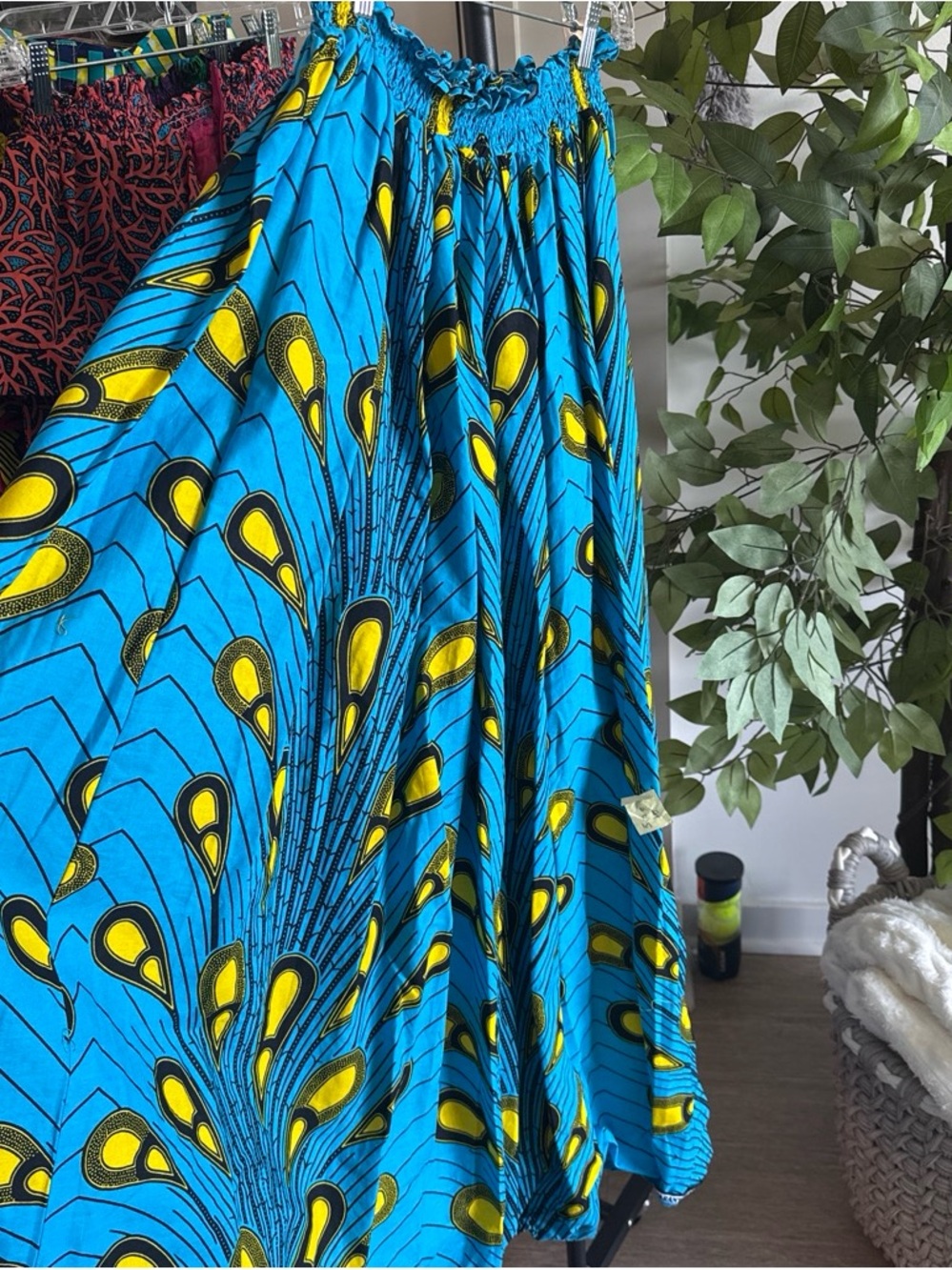 Blue & Yellow Printed Maxi Skirt